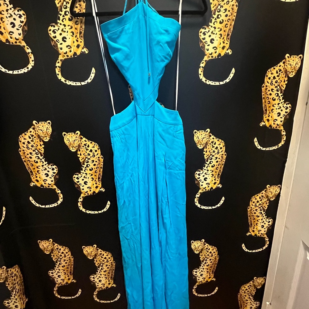 PatBO Bright Blue Backless Cutout Jumpsuit - Picture 2 of 6